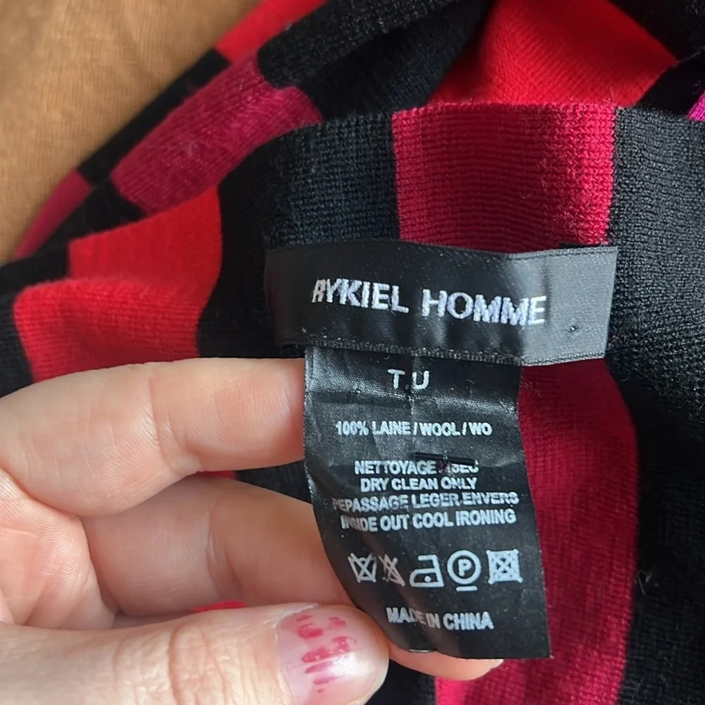 SONIA RYKIEL | RYKIEL HOMME Wool Black Multicolor Striped Long Scarf MEN’S